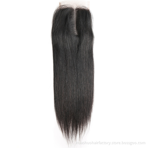 Free Part Spring Curl Double Drawn Raw Indian Temple Hair 4X4 Silk Base Top Closure